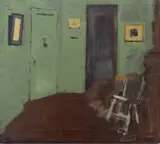 Abstracted Interior Scene in Green by Robert O'Meara, Oil on Canvas, sold Apr 2025