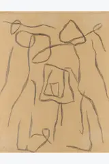 Composition by Jean Arp, Crayon sur papier brun, sold Apr 2025