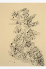 Composition by Camille Bryen, 1960, Encre sur papier, sold Apr 2025