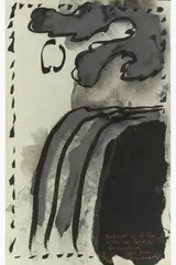 Sans titre, 22 mai 1976 by Pierre Alechinsky, Aquarelle et lavis d'encre sur papier vert pâle, sold Apr 2025