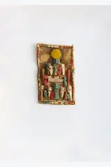 Sans titre by Armand Avril, 1997, Assemblage en bois peint fixé sur toile, sold Sep 2025