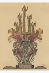 Sans titre by Scottie Wilson, 1950, Encre de Chine, crayons de couleur et crayon sur papier, sold Sep 2025