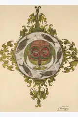 Sans titre by Scottie Wilson, circa 1945, Encre de Chine, crayons de couleur et crayon sur papier, sold Sep 2025