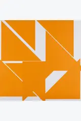 8 Triangles Orange, 18 novembre 2011 by Vera Molnár, Acrylique sur toile, sold Dec 2025