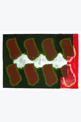Sans titre by Claude Viallat, 2011, Acrylique sur collage de bâche militaire et tissu, sold Dec 2025