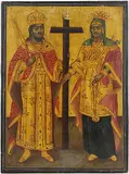 Griechisch, 19.Jh by Hll. Konstantin und Helena, tempera, sold Jun 2016