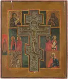Russisch, Mitte 19.Jh by Staurothek-Ikone "Kreuzigung Christi", tempera, offered Jun 2016