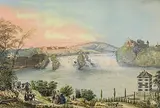 Der Rheinfall mit Schloss Laufen und Neuhausen by Jakob Eggli, lithograph, sold Jun 2016