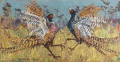 Combat de faisans by Fritz Hug, oil on canvas, sold Jun 2016