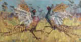Combat de faisans by Fritz Hug, oil on canvas, sold Jun 2016
