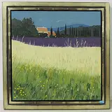 Sommerliche Landschaft mit Weizenfeld und blühendem Lavendel by Kathy Thys, oil on canvas, sold Jun 2016