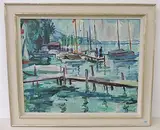 Hafen am Zürichsee, 1966 by Adolf Weber, oil on canvas, sold Jun 2016