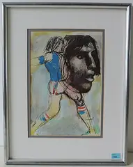 Günter Netzer by Mario Comensoli, 1983, pencil, offered Jun 2016
