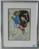Günter Netzer by Mario Comensoli, 1983, pencil, offered Jun 2016