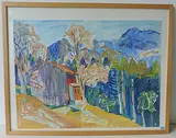 Stall in den Bergen by Georg Peter Luck, watercolor, sold Jun 2016