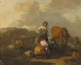 Junge Hirtinnen mit Kühen und Schafen by Nicolaes Pieterszoon Berchem, oil on panel, offered Mar 2016