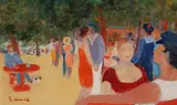 La fête by Alphonse Lanoë, oil on board, sold Mar 2016