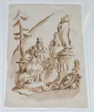Nachfolger des Szene mit lagernden weiblichen Personen und Orientalen vor einer Statue by Giovanni Battista Tiepolo, pen and ink, offered Mar 2016