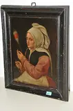 Frau mit Spindel by Holland, 17.Jh., oil on panel, offered Mar 2016