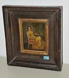Elegante Dame in gelbem Kleid, in einem Fauteuil sitzend by Charles François Pécrus, oil on panel, offered Mar 2016