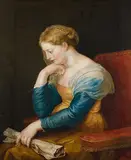 in der Art Junge Frau nach der Lektüre eines Briefes by Peter Paul Rubens, oil on canvas, sold Mar 2016