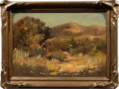 California Scrub by Louise Cunningham, oil on canvas, sold Dec 2023