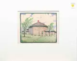 Block House by Margaret Whittemore, woodcut, sold Dec 2023