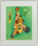 Bunt im Dreieck (Bigarrure dans le triangle)" [Colorful Triangle (Variegation in the Triangle)] by Wassily Kandinsky, Lithograph in Colors, sold Apr 2025