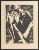 Tendrement" [Tenderly] by Frans Masereel, 1954, Woodcut on Paper, sold Apr 2025