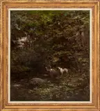 Boy Fishing with Dog by Frederic Yates, 1800s, Oil on Canvas, sold Apr 2025