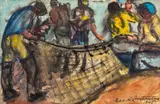 Figural Group by George L. Constantine, 1945, Watercolor on Paper, sold Apr 2025