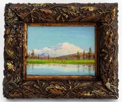 Mt McKinley by Oswaldo Moncayo, Oil on Canvas laid to Board, sold Apr 2025