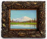 Mt McKinley by Oswaldo Moncayo, Oil on Canvas laid to Board, sold Apr 2025