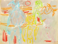 Femmes a Poil" [Naked Women] by Willard MacGregor, 1950, Mixed Media on Paper, sold Apr 2025