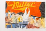 Sports Fans by Michael Paraskevas, Mixed Media on Paper, sold Apr 2025