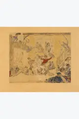 Le combat des Pouilleux Désir et Rissolé by James Ensor, 1888, Pointe sèche rehaussée à l'aquarelle, sold Jan 2026