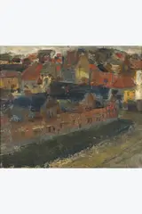Toits d'Ostende by James Ensor, 1877, Huile sur carton, sold Jan 2026