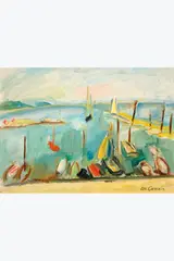 Bateaux dans le port de Saint Tropez by Charles Camoin, circa 1960, Huile sur toile, sold Jun 2026