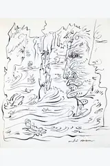 Submergés par les eaux by André Masson, 1944, Encre de Chine sur papier, sold Jun 2026