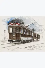 Le tram chocolat by Paul Delvaux, Encre et aquarelle sur papier, sold Jun 2026