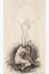 L'amante du Christ by Félicien Rops, Mine de plomb et crayons de couleurs sur papier, sold Jun 2026