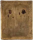 Russisch, um 1890 by Heiligenikone mit Silberoklad, tempera, sold Mar 2016
