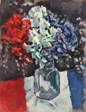 Bouquet Tricolore", 14 juillet (19)56 by Conrad Meili, oil on board, offered Mar 2016