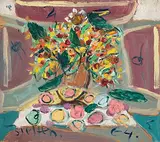 Blumenstillleben, 1964 by Walter Arnold Steffen, oil on board, offered Mar 2016