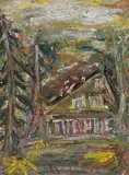 Haus im Wald by Walter Arnold Steffen, oil on board, sold Mar 2016