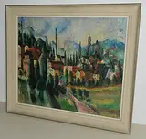 Dorf mit Bäumen", 1917 by Henry Wabel, oil on canvas, sold Mar 2016