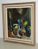 Stilleben mit Kerze und Früchten", 1918 by Henry Wabel, oil on canvas, sold Mar 2016