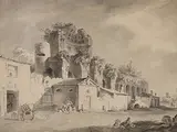 Italienische Bauernfamilie vor antiken Ruinen by Frankreich, 2.Hälfte 18.Jh., pen and ink, offered Dec 2015