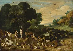 Umkreis Paradieslandschaft mit Sündenfall by Brueghel, Jan, d.J., oil on panel, sold Dec 2015