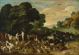 Umkreis Paradieslandschaft mit Sündenfall by Brueghel, Jan, d.J., oil on panel, sold Dec 2015
